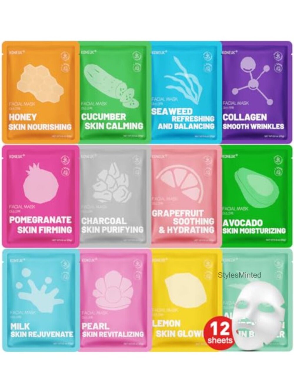 12 Pack Collagen Hydrating Face Masks Skincare Set for Dry Skin